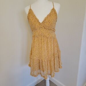Trixxi Yellow Spaghetti Strap Mini Dress SZ L